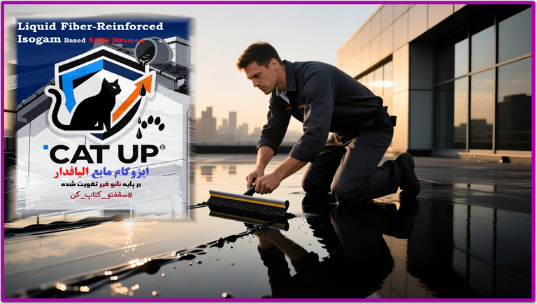 مراحل اجرای آسان عایق مایع Cat Up با برس بر روی سقف بتنی